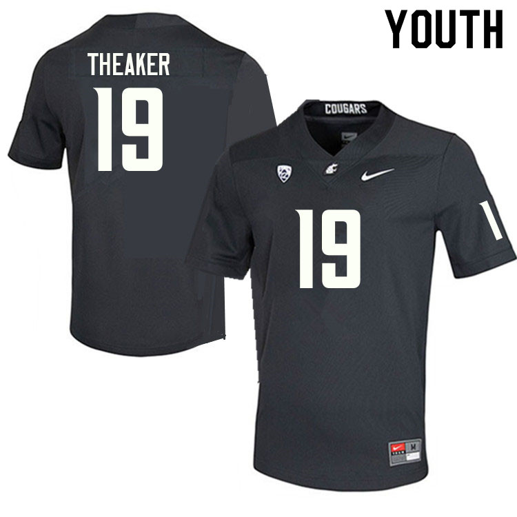 Youth #19 Colton Theaker Washington State Cougars College Football Jerseys Sale-Charcoal